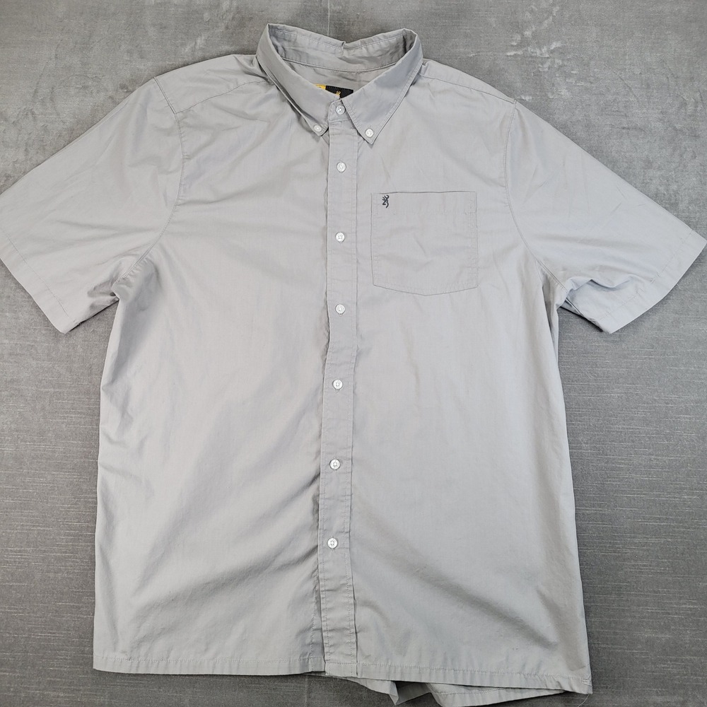 Browning Mens Short Sleeve Button Down‎ Short Sleeve Shirt Gray XL